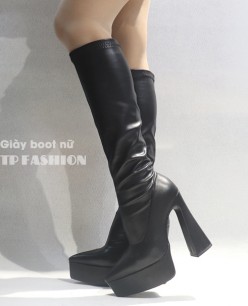 Boot ống cao dưới gối ÔM CHÂN THON DÁNG gót vuông 14cm GCC126 Boot ống cao dưới gối ÔM CHÂN THON DÁNG gót vuông 14cm GCC126