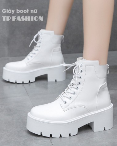 Combat boot nữ cổ ngắn thắt dây MÀU TRẮNG đế dầy 7cm TRẺ TRUNG- HIỆN ĐẠI GBN30B Combat boot nữ cổ ngắn thắt dây MÀU TRẮNG đế dầy 7cm TRẺ TRUNG- HIỆN ĐẠI GBN30B