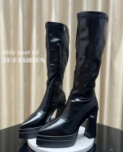 Giày boot cổ cao dưới gối GÓT VUÔNG 10cm, mũi nhọn 2 lớp cân đối dễ đi GCC54A Giày boot cổ cao dưới gối GÓT VUÔNG 10cm, mũi nhọn 2 lớp cân đối dễ đi GCC54A