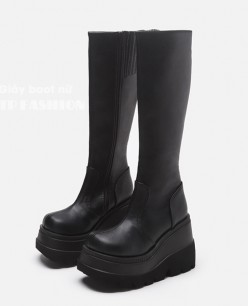 Giày boot cổ cao dưới gối ống đứng ĐẾ DẦY cao 12cm HACK DÁNG trẻ trung GCC49A Giày boot cổ cao dưới gối ống đứng ĐẾ DẦY cao 12cm HACK DÁNG trẻ trung GCC49A