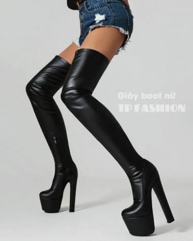 Giày boot cổ cao ống SIÊU DÀI hơn 70cm gót vuông 17cm chất da PU lì ôm chân mang tiệc, biểu diễn GCC15A Giày boot cổ cao ống SIÊU DÀI hơn 70cm gót vuông 17cm chất da PU lì ôm chân mang tiệc, biểu diễn GCC15A