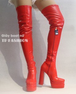 Giày boot đùi nữ CAO GÓT 15CM chất da PU màu đỏ NỔI BẬT ống SIÊU DÀI- ÔM CHÂN GCC11803 Giày boot đùi nữ CAO GÓT 15CM chất da PU màu đỏ NỔI BẬT ống SIÊU DÀI- ÔM CHÂN GCC11803