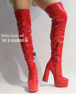 Giày boot đùi nữ gót vuông cao 14cm DA BÓNG, CHẮC CHẮN, ÔM CHÂN màu đỏ GCC131C Giày boot đùi nữ gót vuông cao 14cm DA BÓNG, CHẮC CHẮN, ÔM CHÂN màu đỏ GCC131C