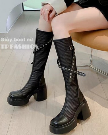 Giày boot lưới nữ cổ cao ĐẾ DẦY phong cách trẻ trung hiện đại GCC43A Giày boot lưới nữ cổ cao ĐẾ DẦY phong cách trẻ trung hiện đại GCC43A