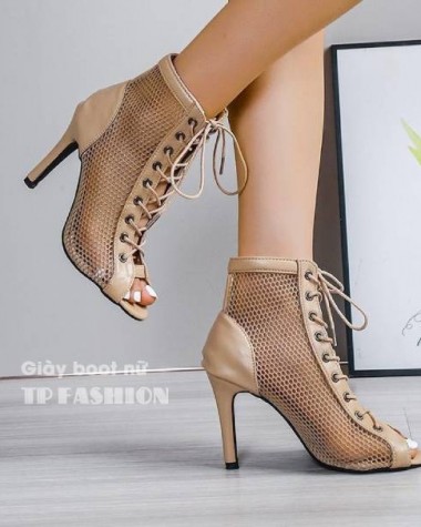 Giày boot lưới nữ cột dây TRƠN - ĐƠN GIẢN màu nude phong cách sexy, hiện đại GBN63C Giày boot lưới nữ cột dây TRƠN - ĐƠN GIẢN màu nude phong cách sexy, hiện đại GBN63C
