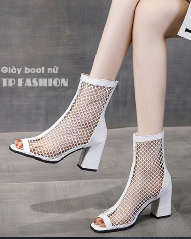 Giày boot lưới nữ màu trắng gót vuông 8cm ĐƠN GIẢN- mang NHẸ CHÂN thoải mái đi bộ GBN22B Giày boot lưới nữ màu trắng gót vuông 8cm ĐƠN GIẢN- mang NHẸ CHÂN thoải mái đi bộ GBN22B