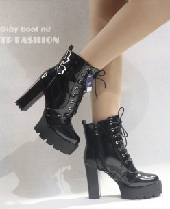 Giày boot nữ cao gót da bóng cột dây SÀNH ĐIỆU GBN104 Giày boot nữ cao gót da bóng cột dây SÀNH ĐIỆU GBN104