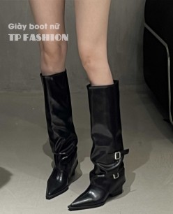 Giày boot nữ cổ cao dưới gối CỔ LẬT phong cách Âu Mỹ hot trend GCC36A Giày boot nữ cổ cao dưới gối CỔ LẬT phong cách Âu Mỹ hot trend GCC36A
