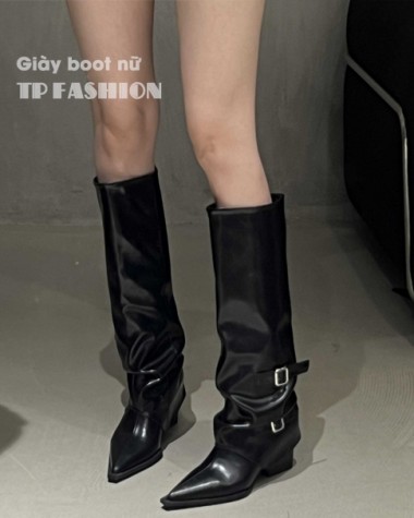 Giày boot nữ cổ cao dưới gối CỔ LẬT phong cách Âu Mỹ hot trend GCC36A Giày boot nữ cổ cao dưới gối CỔ LẬT phong cách Âu Mỹ hot trend GCC36A