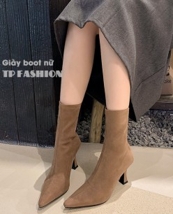 Giày boot nữ cổ lửng màu KAKI chất da lộn MŨI NHỌN GÓT NHỌN cao 7cm ĐƠN GIẢN GBN40B Giày boot nữ cổ lửng màu KAKI chất da lộn MŨI NHỌN GÓT NHỌN cao 7cm ĐƠN GIẢN GBN40B