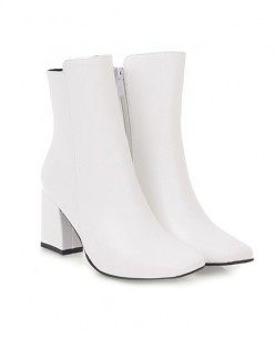 Boot cổ lửng màu trắng MŨI VUÔNG  thời thượng GBN0802 Boot cổ lửng màu trắng MŨI VUÔNG  thời thượng GBN0802