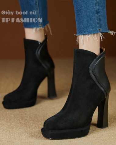 Giày boot nữ cổ ngắn cao gót 10.5cm chất da lộn ÊM CHÂN TÔN DÁNG GBN26A Giày boot nữ cổ ngắn cao gót 10.5cm chất da lộn ÊM CHÂN TÔN DÁNG GBN26A