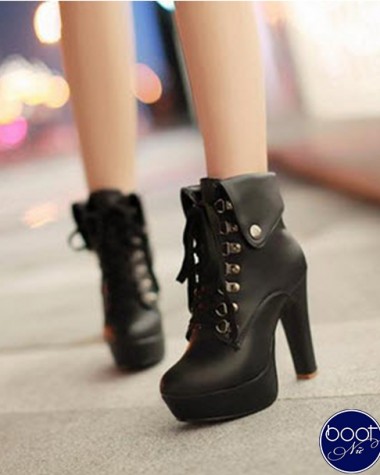 Boot nữ cổ ngắn cao gót năng động màu đen GBN1801 Boot nữ cổ ngắn cao gót năng động màu đen GBN1801