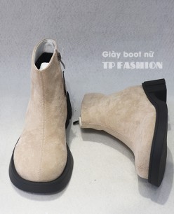 Giày boot nữ cổ ngắn DA LỘN màu KEM êm chân, đế bảng cao 4.5cm ĐƠN GIẢN thoải mái đi bộ GBN19B Giày boot nữ cổ ngắn DA LỘN màu KEM êm chân, đế bảng cao 4.5cm ĐƠN GIẢN thoải mái đi bộ GBN19B