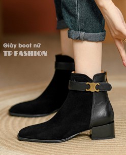 Giày boot nữ cổ ngắn đế thấp có đai ngang TRẺ TRUNG HIỆN ĐẠI GBN39A Giày boot nữ cổ ngắn đế thấp có đai ngang TRẺ TRUNG HIỆN ĐẠI GBN39A