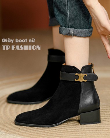 Giày boot nữ cổ ngắn đế thấp có đai ngang TRẺ TRUNG HIỆN ĐẠI GBN39A Giày boot nữ cổ ngắn đế thấp có đai ngang TRẺ TRUNG HIỆN ĐẠI GBN39A
