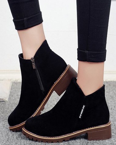 Giày boot nữ cổ ngắn đế trệt màu đen xinh xắn GBN19901 Giày boot nữ cổ ngắn đế trệt màu đen xinh xắn GBN19901