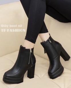 Giày boot nữ cổ ngắn gót vuông 10.5cm đế đúp mũi 4.5cm CHẮC CHÂN TÔN DÁNG GBN47A Giày boot nữ cổ ngắn gót vuông 10.5cm đế đúp mũi 4.5cm CHẮC CHÂN TÔN DÁNG GBN47A