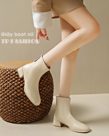 Giày boot nữ cổ ngắn MÀU KEM da Pu MỀM- ÊM- ĐẾ THẤP 4CM thoải mái đi bộ GBN45B Giày boot nữ cổ ngắn MÀU KEM da Pu MỀM- ÊM- ĐẾ THẤP 4CM thoải mái đi bộ GBN45B