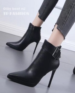 Giày boot nữ cổ ngắn MŨI NHỌN, GÓT NHỌN cao 10.5cm SANG TRỌNG GBN58A Giày boot nữ cổ ngắn MŨI NHỌN, GÓT NHỌN cao 10.5cm SANG TRỌNG GBN58A
