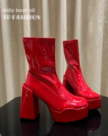 Giày boot nữ MÀU ĐỎ RỰC RỠ gót vuông 12cm CHẮC CHÂN chất DA BÓNG sang chảnh GBN15C Giày boot nữ MÀU ĐỎ RỰC RỠ gót vuông 12cm CHẮC CHÂN chất DA BÓNG sang chảnh GBN15C