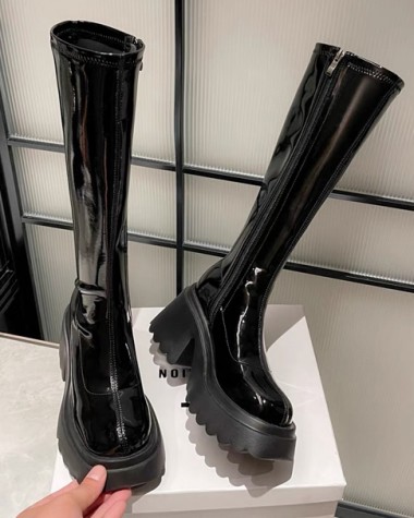 Giày boot nữ ống cao dưới gối đế dầy 8CM BẢN TO cá tính GCC128 Giày boot nữ ống cao dưới gối đế dầy 8CM BẢN TO cá tính GCC128