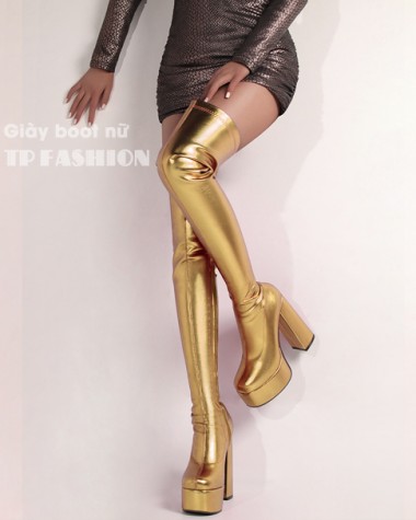 Giày boot VÀNG ĐỒNG cổ cao GÓT 14CM mũi vuông form ÔM CHÂN, THON DÁNG mang tiệc, biểu diễn GCC14B Giày boot VÀNG ĐỒNG cổ cao GÓT 14CM mũi vuông form ÔM CHÂN, THON DÁNG mang tiệc, biểu diễn GCC14B