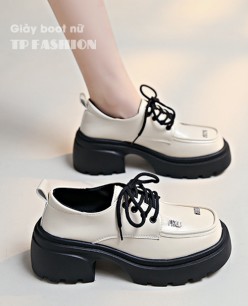 Giày oxford nữ màu trắng da bóng MỀM đế cao 7cm cột dây TRẺ TRUNG GBN55B Giày oxford nữ màu trắng da bóng MỀM đế cao 7cm cột dây TRẺ TRUNG GBN55B